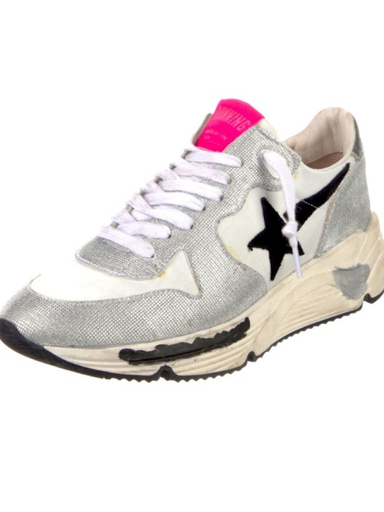 Golden Goose Shoes - Like new Golden Goose Running Silver Glitter Sneaker Black Star 38